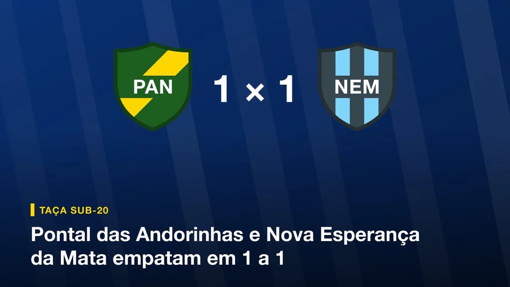 Escudos de Atlético Pontal das Andorinhas e Operário de Nova Esperança da Mata com o placar de 1 × 1